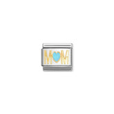 Nomination COMPOSABLE CLASSIC SYMBOLE Element aus Edelstahl, mit 18Kt Gelbgold und Emaille verziert, (83_(MOM Herz, Hellblau))